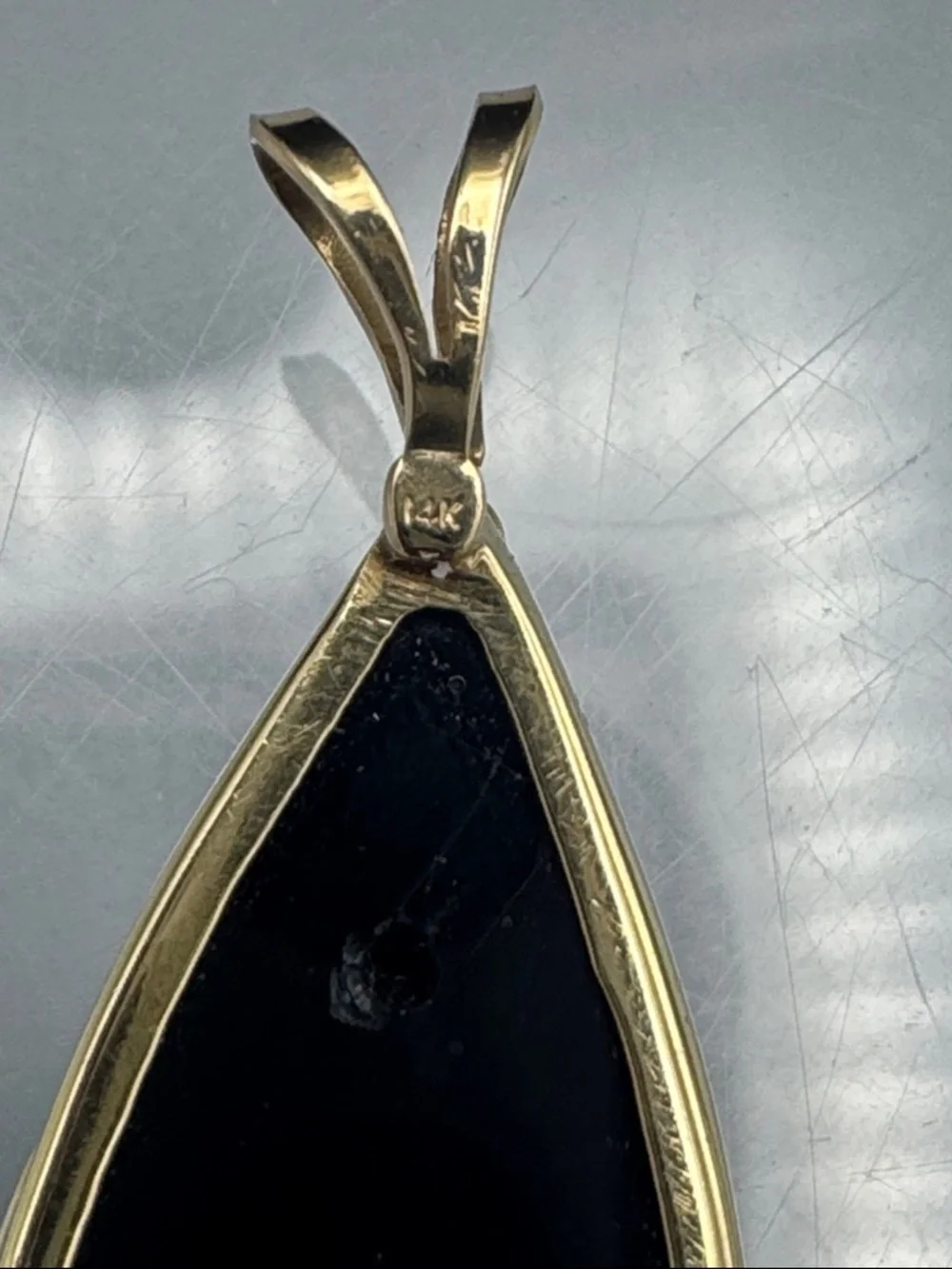 14k Gold Teardrop Pendant with Diamond/Moissanite - Picture 3 of 5